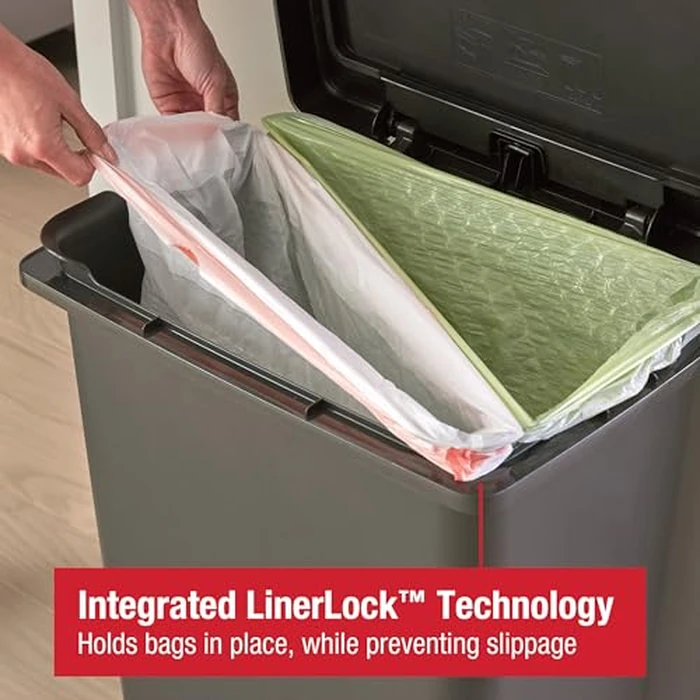 Rubbermaid Premier High-Capacity Step-On Trash Can, 19 Gallon, Single or Dual Stream Trash or Recycling, Charcoal, Stainless-Steel Rim, Lid Lock, Quiet Lid, for Home/Kitchen/Garage/Apartment by Rubbermaid - Image 4