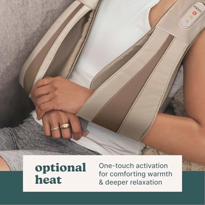 Homedics Shiatsu Deluxe Neck & Shoulder Massager with Heat, 3 Speeds, Changes Direction, Muscle Kneading for Back, & Legs, Portable, Convenient Straps, Thera-P, Beige by Homedics - Image 4