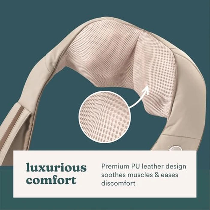 Homedics Shiatsu Deluxe Neck & Shoulder Massager with Heat, 3 Speeds, Changes Direction, Muscle Kneading for Back, & Legs, Portable, Convenient Straps, Thera-P, Beige by Homedics - Image 6