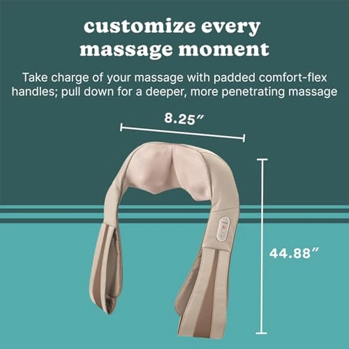 Homedics Shiatsu Deluxe Neck & Shoulder Massager with Heat, 3 Speeds, Changes Direction, Muscle Kneading for Back, & Legs, Portable, Convenient Straps, Thera-P, Beige by Homedics - Image 7