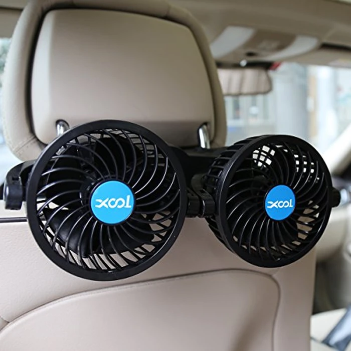 XOOL Electric Car Fans for Rear Seat Passenger Portable Fans Headrest 360 Degree Rotatable Backseat Car Fan 12V Cooling Air Fan with Stepless Speed Regulation for Vehicles, SUV, RV by XOOL - Image 1