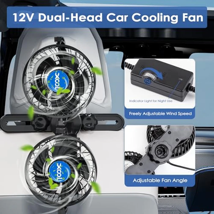XOOL Electric Car Fans for Rear Seat Passenger Portable Fans Headrest 360 Degree Rotatable Backseat Car Fan 12V Cooling Air Fan with Stepless Speed Regulation for Vehicles, SUV, RV by XOOL - Image 4