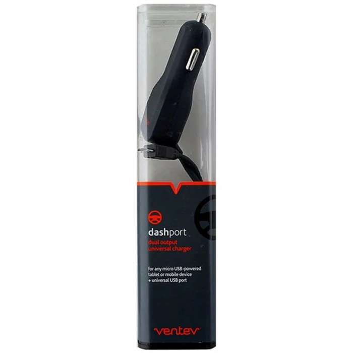 Ventev Dashport 2100c Dual Output Universal Car Charger with Micro USB Connector & 1A USB Port - Gray - Brand New by Ventev - Refurbished - Brand New condition
