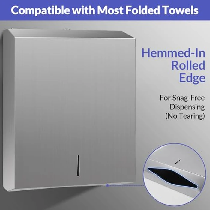 Stardrix Paper Towel Dispenser Wall Mount, Brushed Stainless Steel Commercial Paper Towel Holder with Lock, Large Capacity 400 C Fold/525 Multifold Towels by stardrix - Image 4