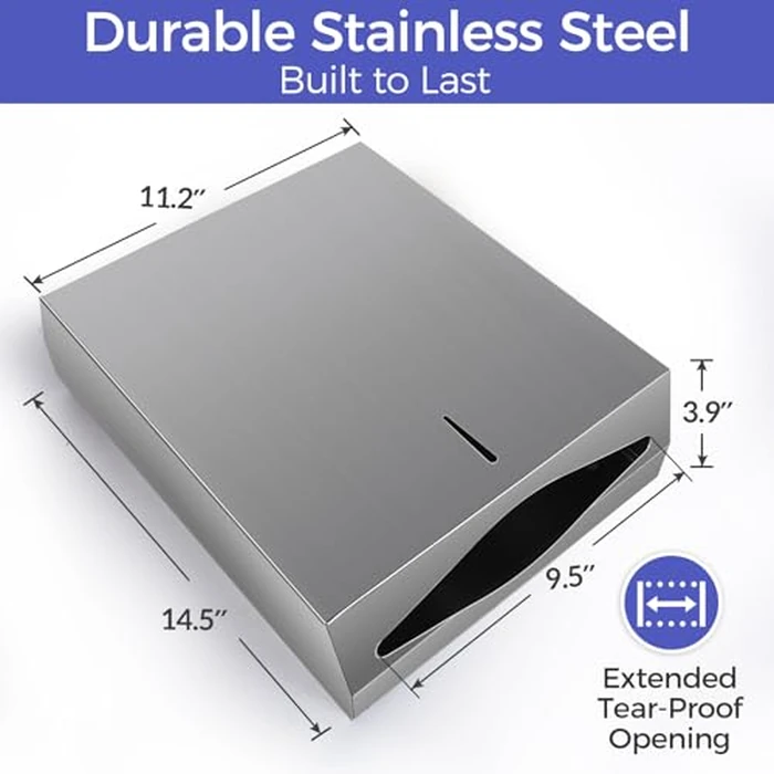 Stardrix Paper Towel Dispenser Wall Mount, Brushed Stainless Steel Commercial Paper Towel Holder with Lock, Large Capacity 400 C Fold/525 Multifold Towels by stardrix - Image 5