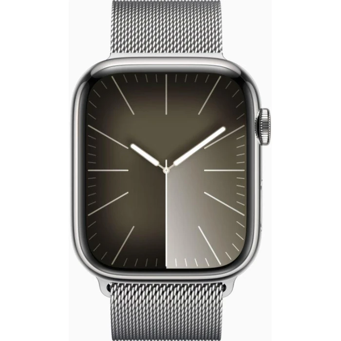 Apple Watch Series 9 (Cellular + GPS) - 64GB - 45mm - Silver Stainless Steel Case with Silver Stainless Steel Milanese Loop Band - One Size by Apple - Image 1
