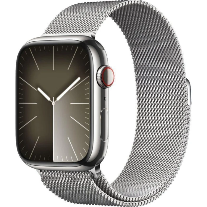 Apple Watch Series 9 (Cellular + GPS) - 64GB - 45mm - Silver Stainless Steel Case with Silver Stainless Steel Milanese Loop Band - One Size by Apple - Image 2