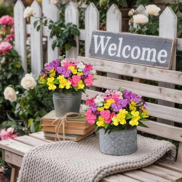 CITYES 5 Pcs Artificial Flowers Outdoor Impatiens UV Resistant Silk Impatiens Flowers Colorful Faux Flowers Impatiens Bushes Artificial Impatiens for Pot Patio Lawn Garden Hanging Basket Porch Decor by CITYES - Image 4