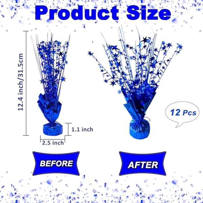 FUBININA 12 Pack Metallic Foil Spray Centerpiece Star Table Decoration Burst Table Centerpieces for Birthday New Years Nye Wedding Anniversary Graduation Holiday Party Supplies Decor, Navy Blue by FUBININA - Image 5