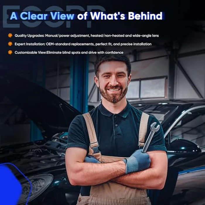 ECCPP Driver Side Mirrors, Left Rear View Mirrors fit 2003-2013 For Ford E-150 E-250 2004-2013 For Ford E-350 E-450 Super Duty E-450 Power Heated Manual Folding by ECCPP - Image 8