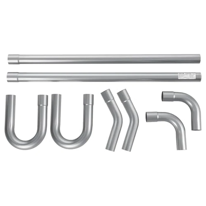 VEVOR Exhaust Pipe, 8 Pcs 2.25 Inch Mild Steel DIY Custom Exhaust Tubing Straight & U-Bend Kit with 90 & 135 Degree Pipes, Galvanized Surface Finish, Universal Fit for Truck, Sedan, Sports Car, SUV by VEVOR - Image 3