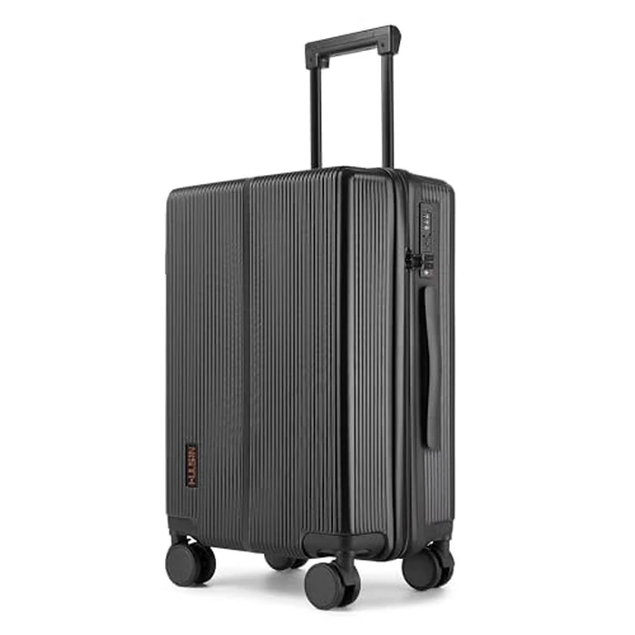 Hulsin Carry On Luggage with TSA Lock, Carry on Suitcase 22x14x9 Airline Approved, Carry-on luggage with 360 degrees Spinner Wheels, Hardside 20 Inch Lightweight Hard Shell Suitcase (Black, 20-Inch) by Hulsin - Image 1