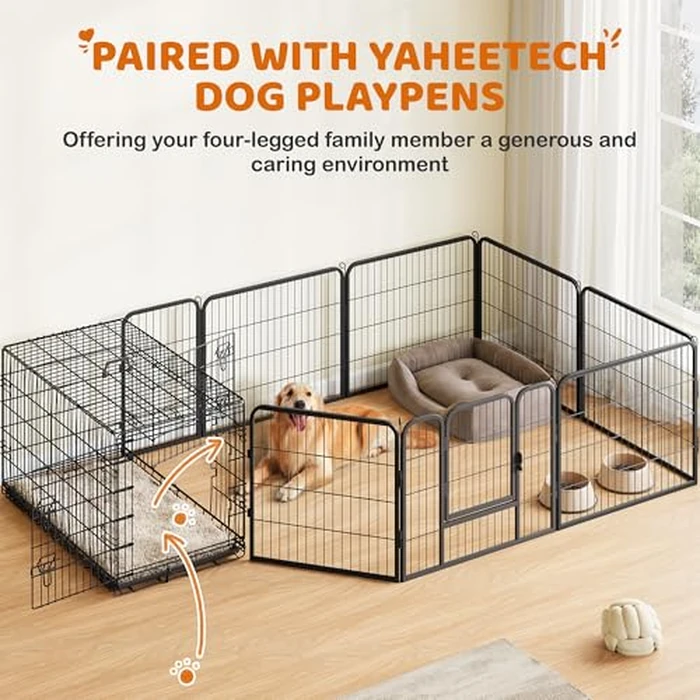 Yaheetech Dog Crate 42'' Double Door Dog Crate w/Divider for Puppy to Adult Large Collapsible Metal Dog Crate with Removable Tray Wire Dog Kennel Crate for Small Medium Dogs Travel Cage, Black by Yaheetech - Image 5