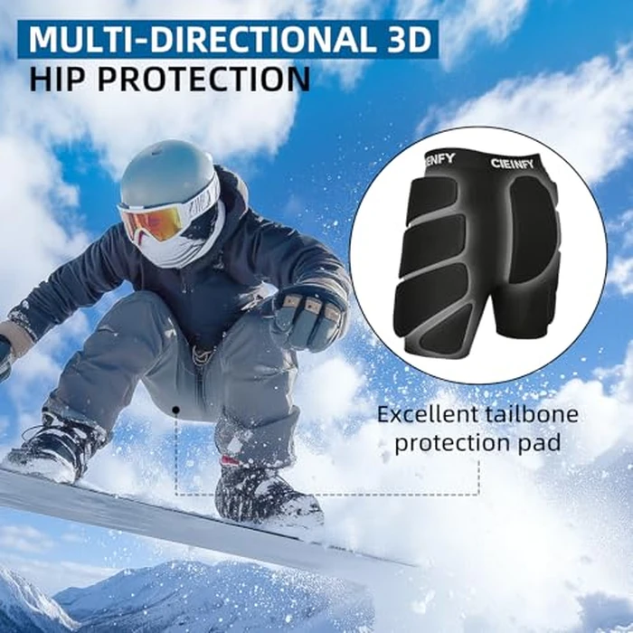 Cienfy Protective Padded Shorts EVA Butt Pad for Snowboard, Skate and Ski, 3D Protection Impact Gear for Hip and Tailbone (Large) by Cienfy - Image 4