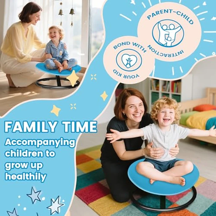 Pterying 21" L x 19" W Large Size Spinning Chair for Autistic Kids, Autism Sensory Products, Sensory Toys Gifts for Kids with Autism & ADHD, Outdoor/Indoor Toys for Kids Ages 4-8, Azure Rounded Shape by Pterying - Image 2