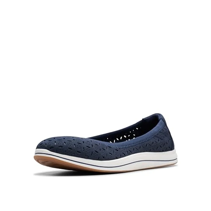 Clarks CloudSteppers Women's Breeze Roam Ballet Flat, Navy Textile, 7.5 Narrow US by Clarks - Image 1