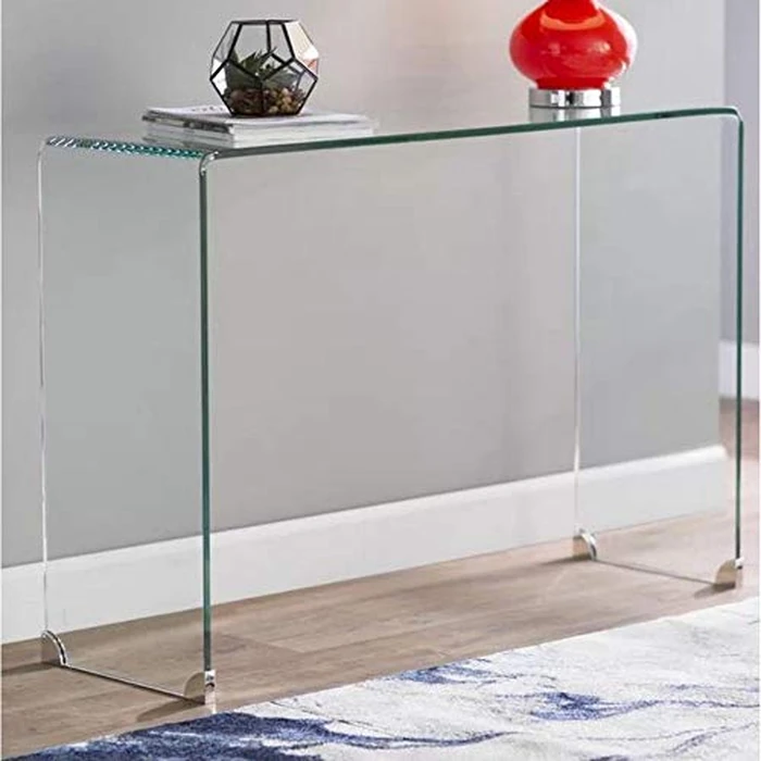 Plata Import Waterfall Modern Rectangular Clear Glass Console Table - 43" W | Modern Accent Table | Sleek Sofa Table | Minimalist End Table | Entryway Console | Tempered Glass Table by Plata Import - Used - Acceptable condition - CA$276.87