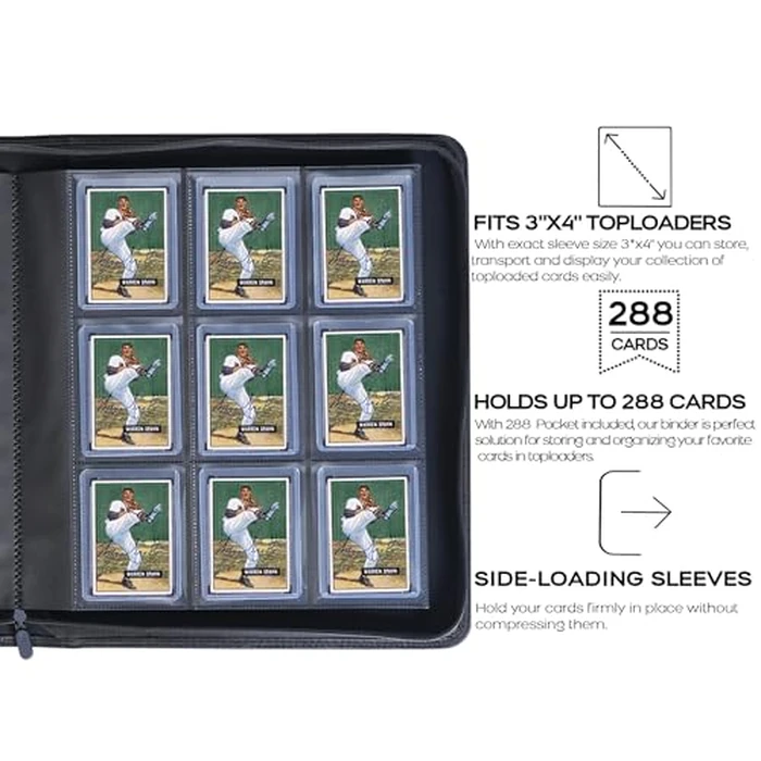 D DACCKIT Top Loader Binder, Holds Cards - 9 Pocket Top Loader Binder for 3" x 4" Rigid Card Holders for Trading Cards or Sports Cards, Model A - Blackish Green by D DACCKIT - Image 3