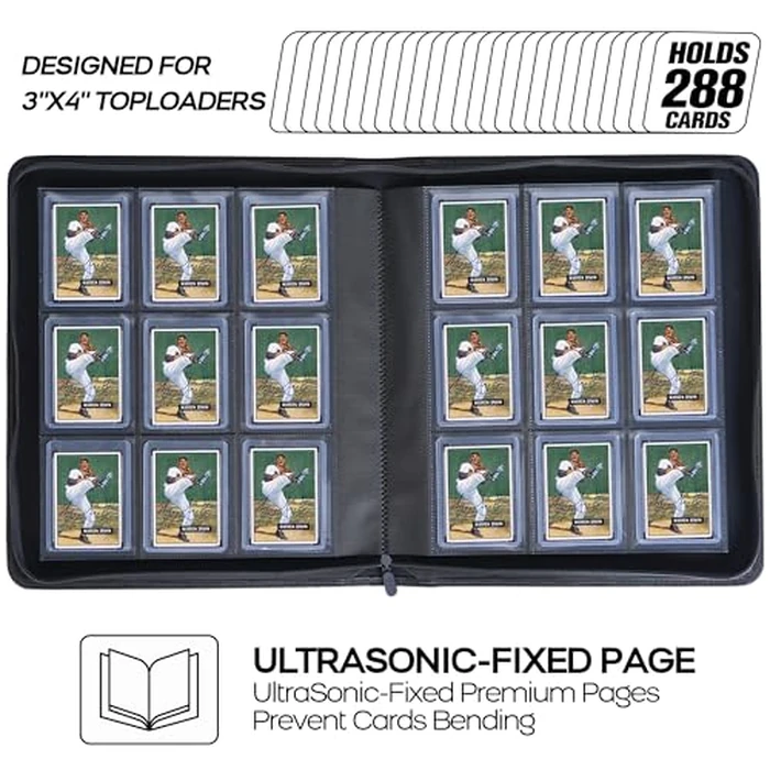 D DACCKIT Top Loader Binder, Holds Cards - 9 Pocket Top Loader Binder for 3" x 4" Rigid Card Holders for Trading Cards or Sports Cards, Model A - Blackish Green by D DACCKIT - Image 4