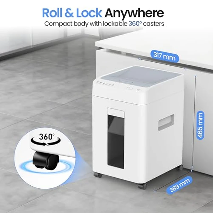110 Sheets Micro Cut Paper Shredder Auto/Manual Feed Shredder P-4 Security Level for Home Office & Commercial Use 6.8 Gallons Bin with Casters by Locksworth - Image 8