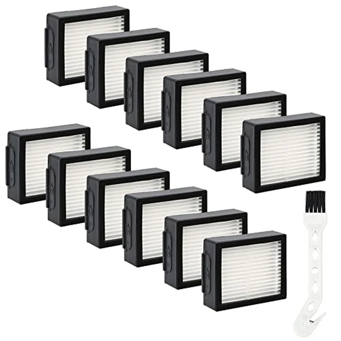 HEPA Filters Replacement for iRobot Roomba E I & J Series i7 i7+/plus i3 i3+ E5 E6 E7 i4 i4+ i5 i5+ i6 i6+ i8 i8+ Vacuum Cleaner, 12 Pack High Efficiency Filters + 1 Cleaning Brush by APPLIANCEMATES - Used - Very Good condition