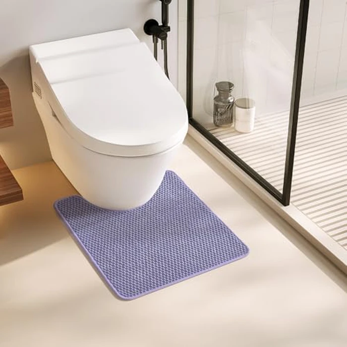 TYUU Toilet Rug, Thin Toilet Rugs U Shaped Washable Non Slip Absorbent Quick Dry Low Pile Toilet Mat, Lavender 20"x24" U Shape by TYUU - Used - Like New condition - US$26.58