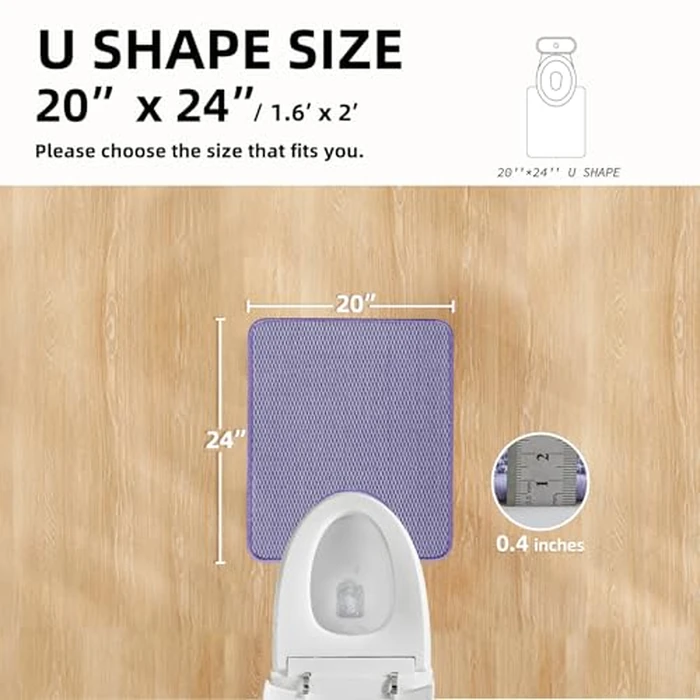 TYUU Toilet Rug, Thin Toilet Rugs U Shaped Washable Non Slip Absorbent Quick Dry Low Pile Toilet Mat, Lavender 20"x24" U Shape by TYUU - Image 2