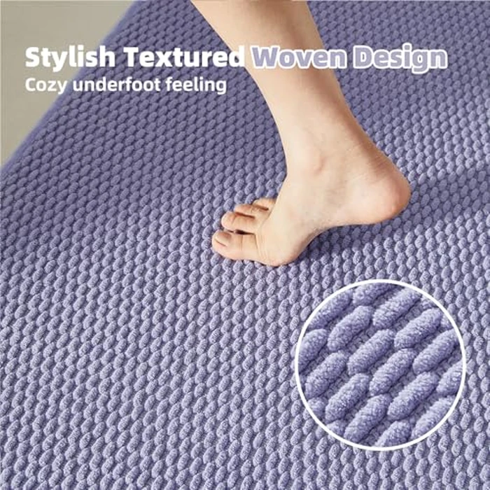 TYUU Toilet Rug, Thin Toilet Rugs U Shaped Washable Non Slip Absorbent Quick Dry Low Pile Toilet Mat, Lavender 20"x24" U Shape by TYUU - Image 3
