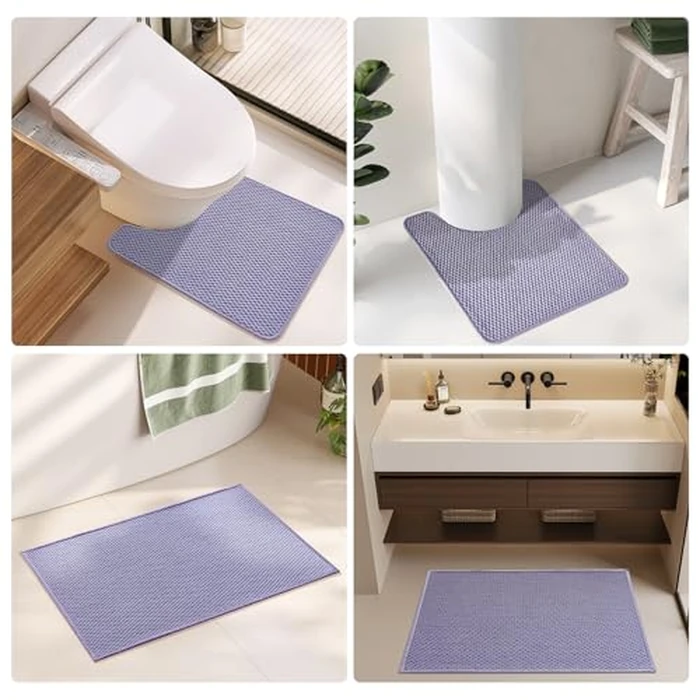 TYUU Toilet Rug, Thin Toilet Rugs U Shaped Washable Non Slip Absorbent Quick Dry Low Pile Toilet Mat, Lavender 20"x24" U Shape by TYUU - Image 8