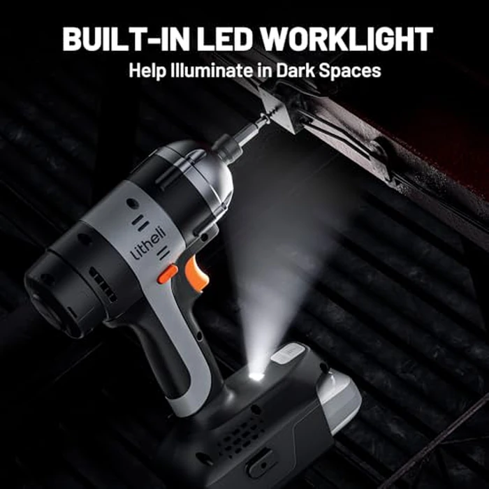 Litheli 20V Cordless Impact Driver with 2.0Ah Battery, 1593 In-lbs Max Torque, 1/4" Hex Power Impact Driver Set, 3000 IPM, 2800 RPM for Vehicle Maintenance, DIY & Home Improvement by LiTHELi - Image 4