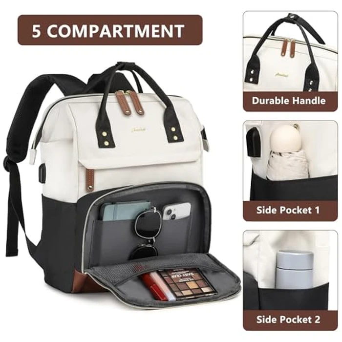 Backpack for Women 17 Inch Laptop Backpack Work Business Backpacks Purse Waterproof Computer College Carry on Backpacks Nurse Bag Backbag Casual Daypack for Travel Black by Focdod - Image 2
