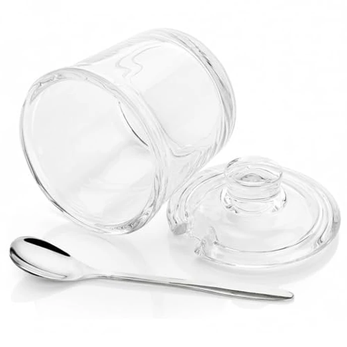 ZEAYEA Set of 2 Clear Glass Sugar Bowl, 6 Ounce Seasoning Box Condiment Pots with Spoon and Lid, Sugar Spice Salt Canister for Home Kitchen, Coffee Bar, Restaurant by ZEAYEA - Image 3