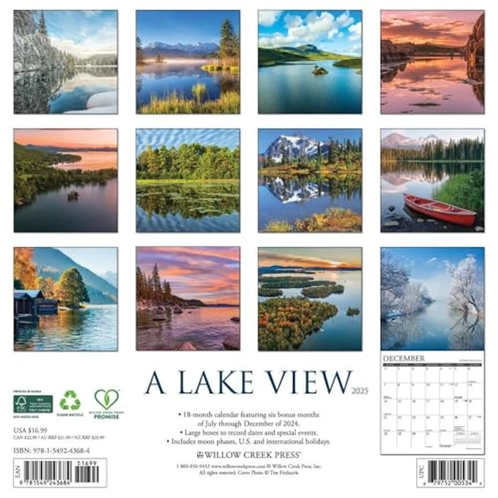 Lake View 2025 12" x 12" Wall Calendar by WILLOW CREEK - Image 3