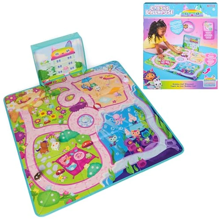 DreamWorks GABBY'S Dollhouse, Gabby Cat Playmat, with 2 Figures, Dollhouse Accessories & Board Game with Dice, Kids Toys for Girls & Boys Ages 3 and Up by Gabby's Dollhouse - Used - Like New condition - US$19.28