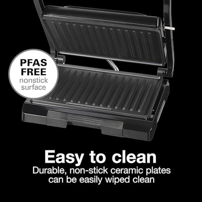 Proctor Silex 4 Serving Panini Press, Sandwich Maker and Compact Indoor Grill, Upright Storage, Easy Clean Nonstick Grids, Black (25440PS) by Proctor Silex - Image 3