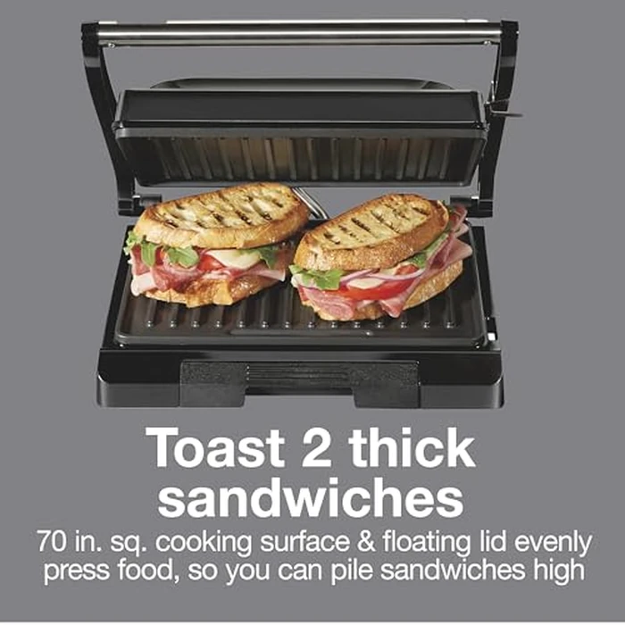Proctor Silex 4 Serving Panini Press, Sandwich Maker and Compact Indoor Grill, Upright Storage, Easy Clean Nonstick Grids, Black (25440PS) by Proctor Silex - Image 4