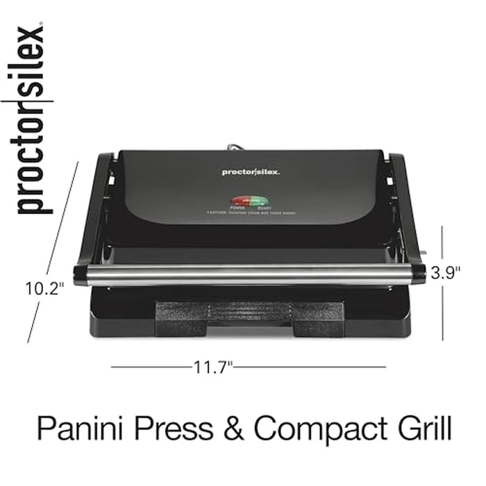 Proctor Silex 4 Serving Panini Press, Sandwich Maker and Compact Indoor Grill, Upright Storage, Easy Clean Nonstick Grids, Black (25440PS) by Proctor Silex - Image 8