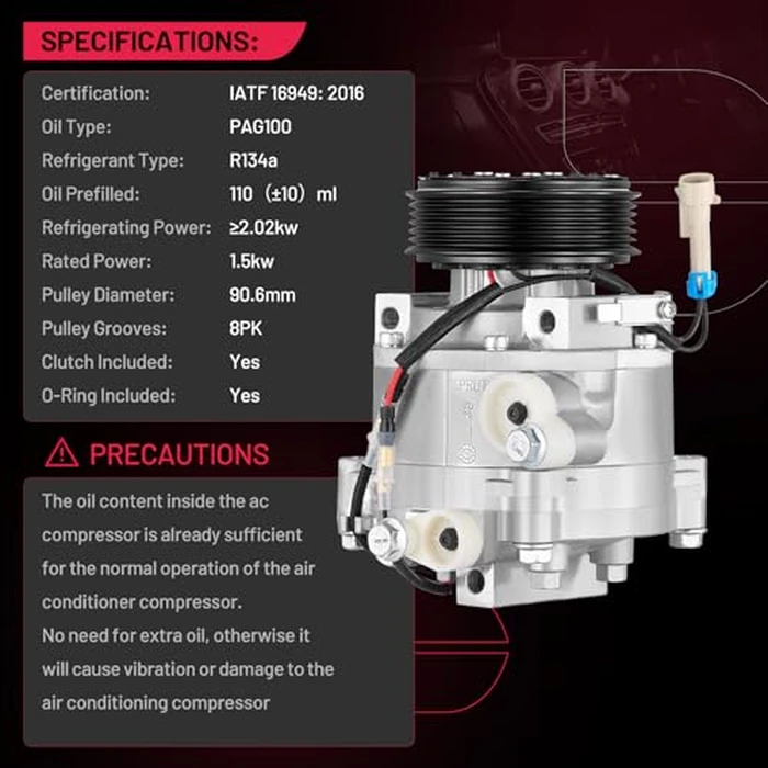 BDFHYK 98495 Air Conditioning A/C Compressor with Clutch Compatible with Buick Encore 1.4L 2013-2022, Compatible with Chevy Trax Sonic 1.4L 2013-2022 by BDFHYK - Image 6