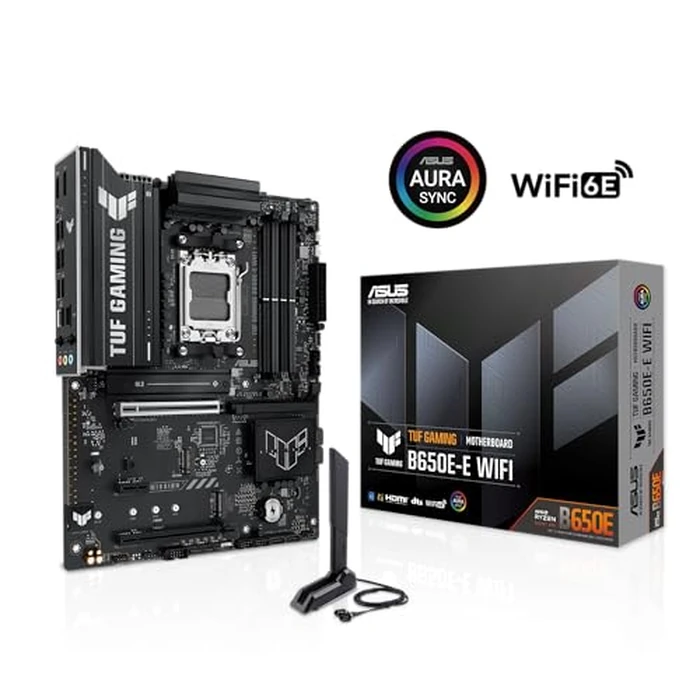 ASUS TUF GAMING B650E-E WIFI AMD AM5 B650 ATX motherboard, 8+2+1 80A DrMOS stage, DDR5, PCIe 5.0 Ready, 3x M.2, Wi-Fi 6E, 2.5 Gb LAN, DisplayPort, HDMI(TM), USB 20Gbps Type-C(R), BIOS FlashBack(TM), Aura Sync by ASUS - Image 4