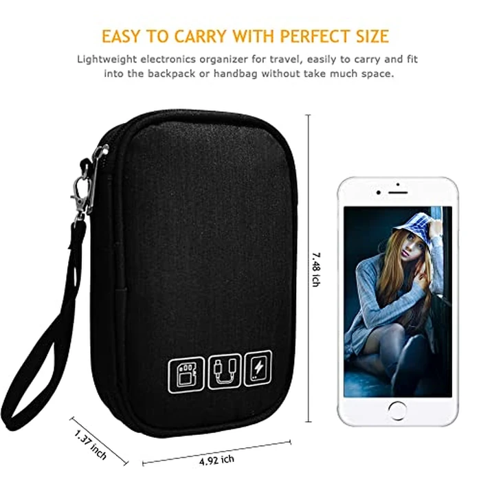 DUMEALAGR Electronic Organizer Bag Cable Organizer Travel Cord Organizer Case Pouch Portable Carrying Case for Charger Hard Drive Earphone USB SD Card (Black) by DUMEALAGR - Image 4