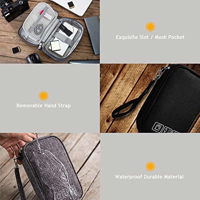 DUMEALAGR Electronic Organizer Bag Cable Organizer Travel Cord Organizer Case Pouch Portable Carrying Case for Charger Hard Drive Earphone USB SD Card (Black) by DUMEALAGR - Image 5