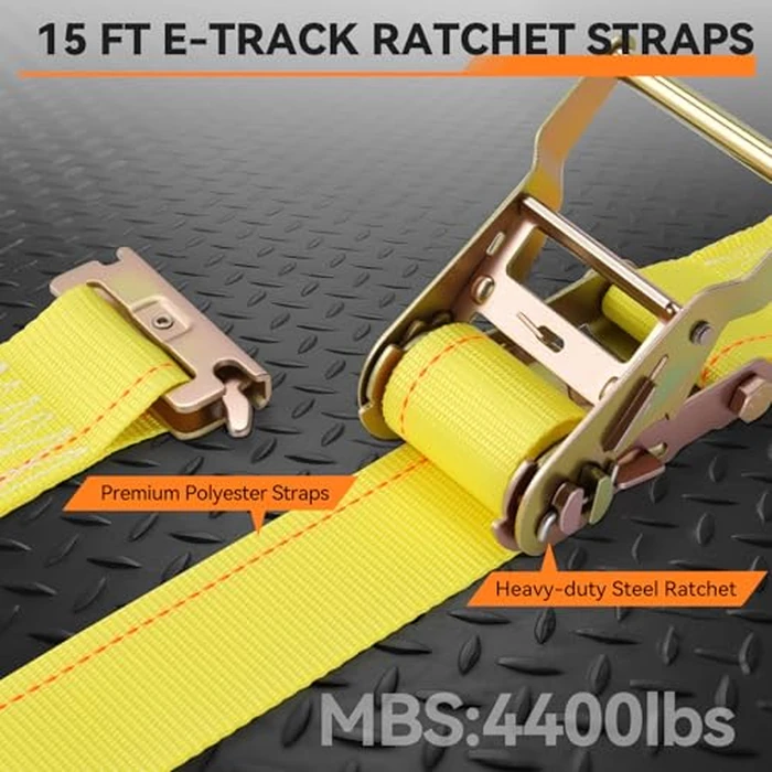 Elechomes E Track Tie-Down Rail Kit：88 Pcs Set Etrack kit 6 Rails, 2 Ratchet Straps, 6 Rope Tie Offs, 6 O Ring Anchors, 6 J-Hooks, 2 Single Slot, 12 End Caps for Garages Vans Trailers Motorcycle by Elechomes - Image 4
