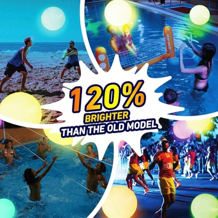 KIRALUMI Pool Toys - 16" Light Up Beach Ball, 1 Pack Glow in The Dark Balls with 8 LED Modes, Pool Games for Adults, Teens and Kids, LED Ball for Outdoor or Indoor Activities by KIRALUMI - Image 4