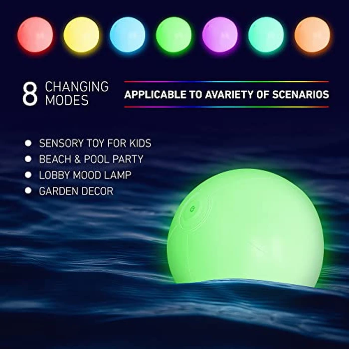 KIRALUMI Pool Toys - 16" Light Up Beach Ball, 1 Pack Glow in The Dark Balls with 8 LED Modes, Pool Games for Adults, Teens and Kids, LED Ball for Outdoor or Indoor Activities by KIRALUMI - Image 5