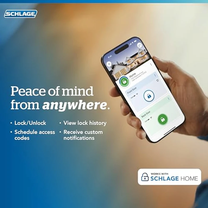 Schlage Encode Smart Wi-Fi Deadbolt Lock with Touchscreen Keypad, Keyless Front Door Entry, App Control, Alexa, Google Home and Airbnb Compatible, Matte Black, BE489WB CEN 622 by SCHLAGE - Image 7