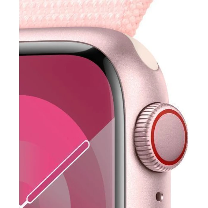 Apple Watch Series 9 (Cellular + GPS) - 64GB - 41mm - Pink Aluminum Case with Light Pink Textile Sport Loop - One Size by Apple - Image 3