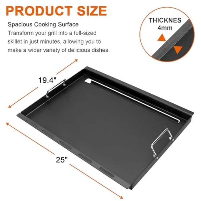 Full Size Griddle Insert for Weber Genesis 300 Series E-310 S-310 E-320 S-320 E-330 S-330 EP-310 EP-320 EP-330 CEP-310 Gas Grills, Flat Top Griddle Replacement for Weber 7524 7528 by DELSbbq - Image 2