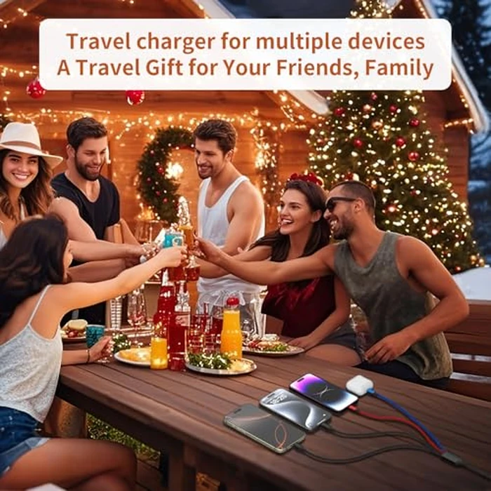6FT 2Packs Travel 4 in 2 Charging Cable with Dual Type-C Ports, USBA/C Multi Charging Cable for Multiple Devices, Tinned Copper Universal Car Charger for iPhone17-12, Android Tablet Pad and More by MPATIBY - Image 6
