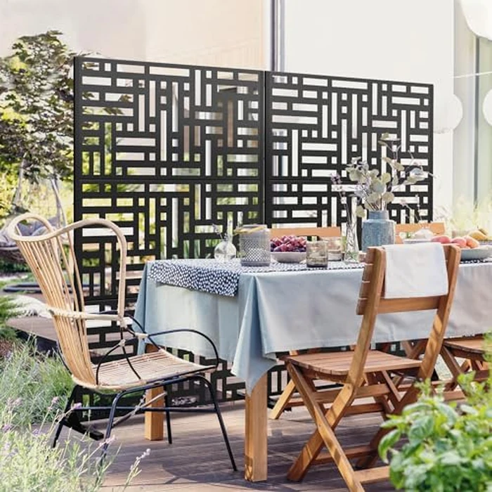 Metal Privacy Screen 72" H47 W,Freestanding Decorative Outdoor Panel for Balcony Patio Lawn Garden,Fence-Black & Street by YESUNEED - Image 5