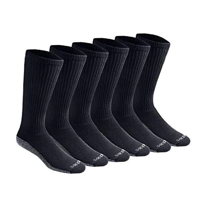 Dickies Men's Dri-Tech Moisture Control Boot-Length Socks, Available in L-XL (6, 12 Pairs) Black (6 Pairs), X-Large by Dickies - Used - Like New condition